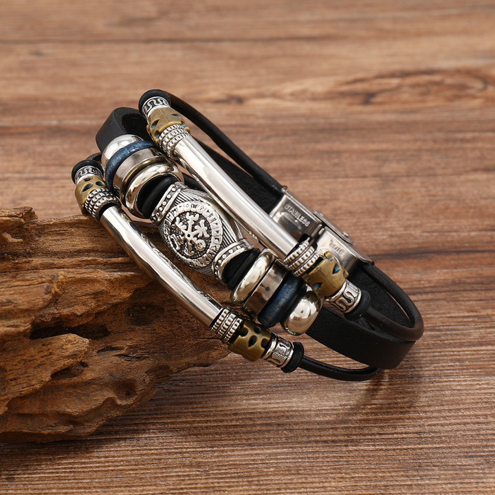 Norse Compass Multi Layer Statement Bracelet