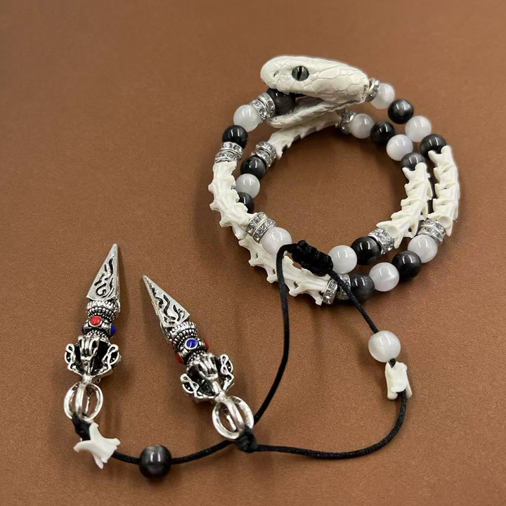 Retro Tribal Snake Head Beaded Bracelet