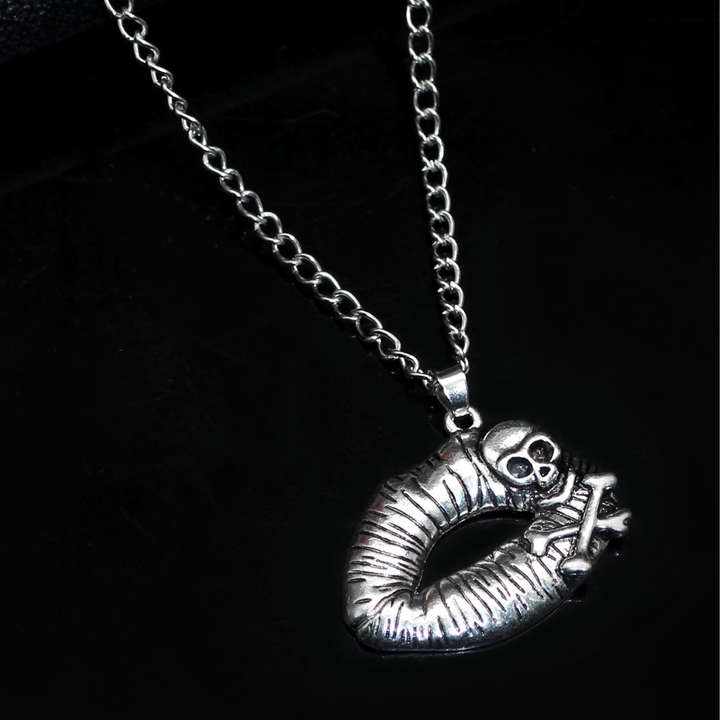 Skull Lip Bone Gothic Pendant Necklace