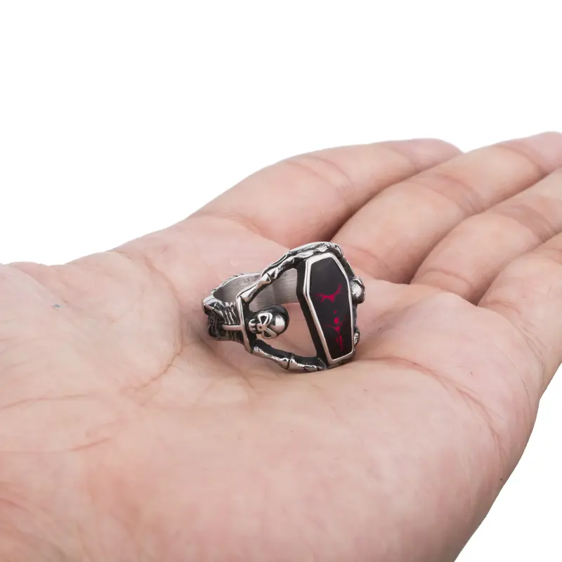 Dark Gothic Skeleton Coffin Ring