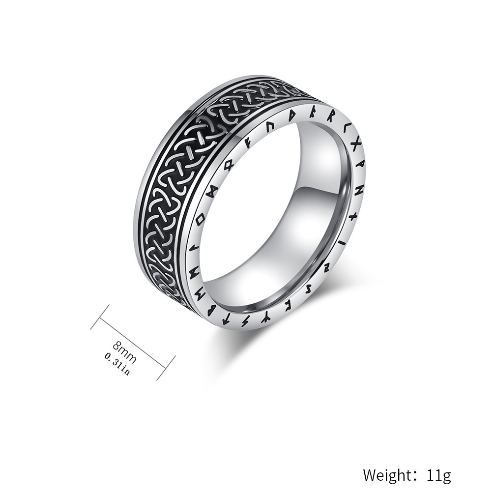 Celtic Knot Rune Engraved Vintage Band Ring