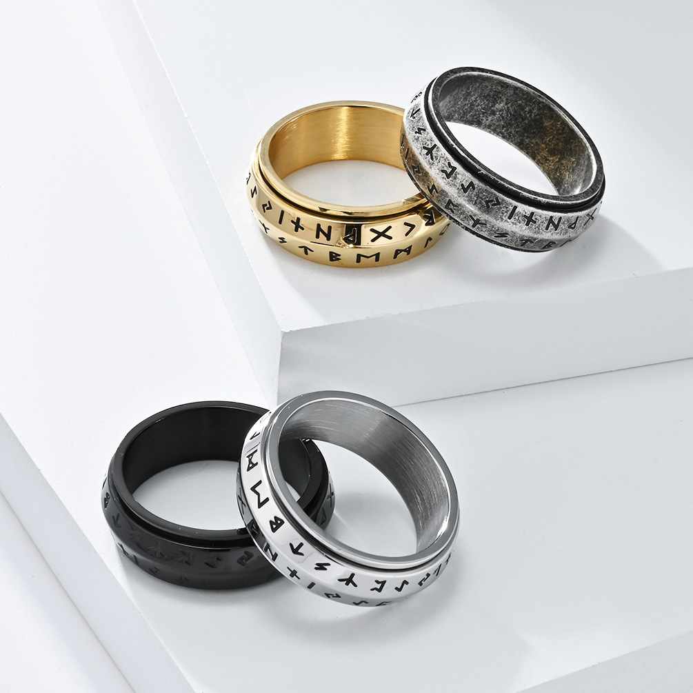 Elder Futhark Rune Spinner Stress Relief Band Ring