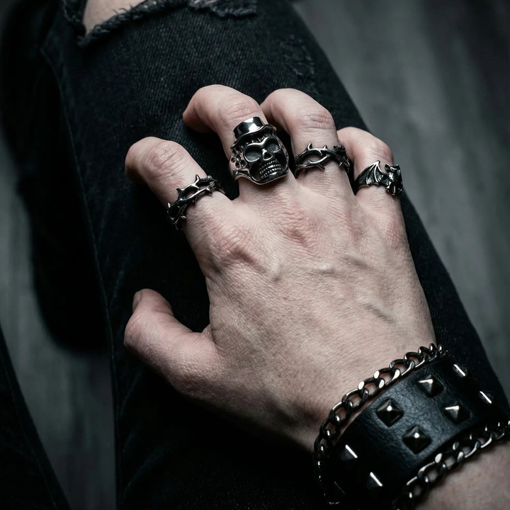 Gentleman Skull Hat Statement Ring