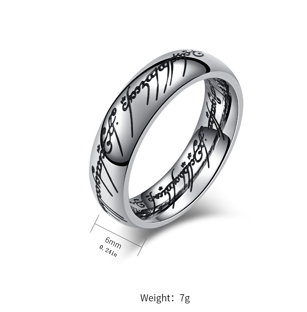 Elvish Script Engraved Fantasy Band Ring