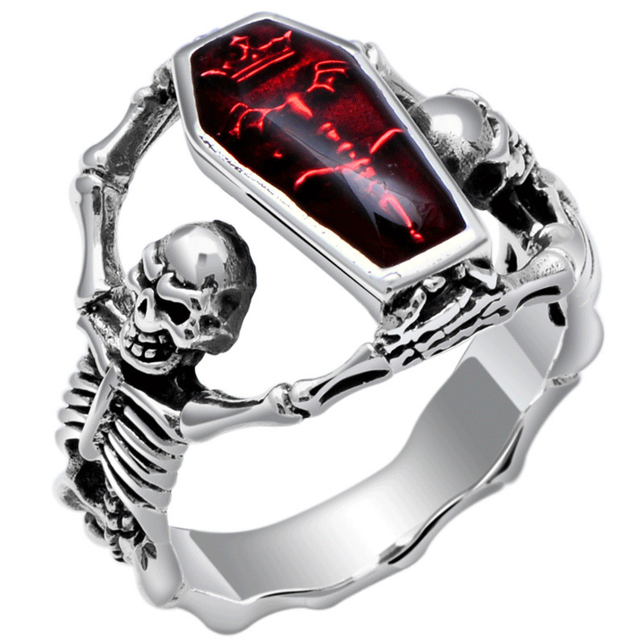 Dark Gothic Skeleton Coffin Ring