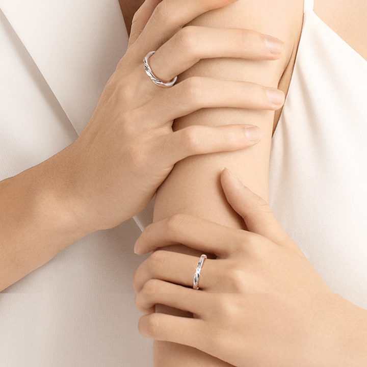 Twist Wave Soulmate Adjustable Couple Rings