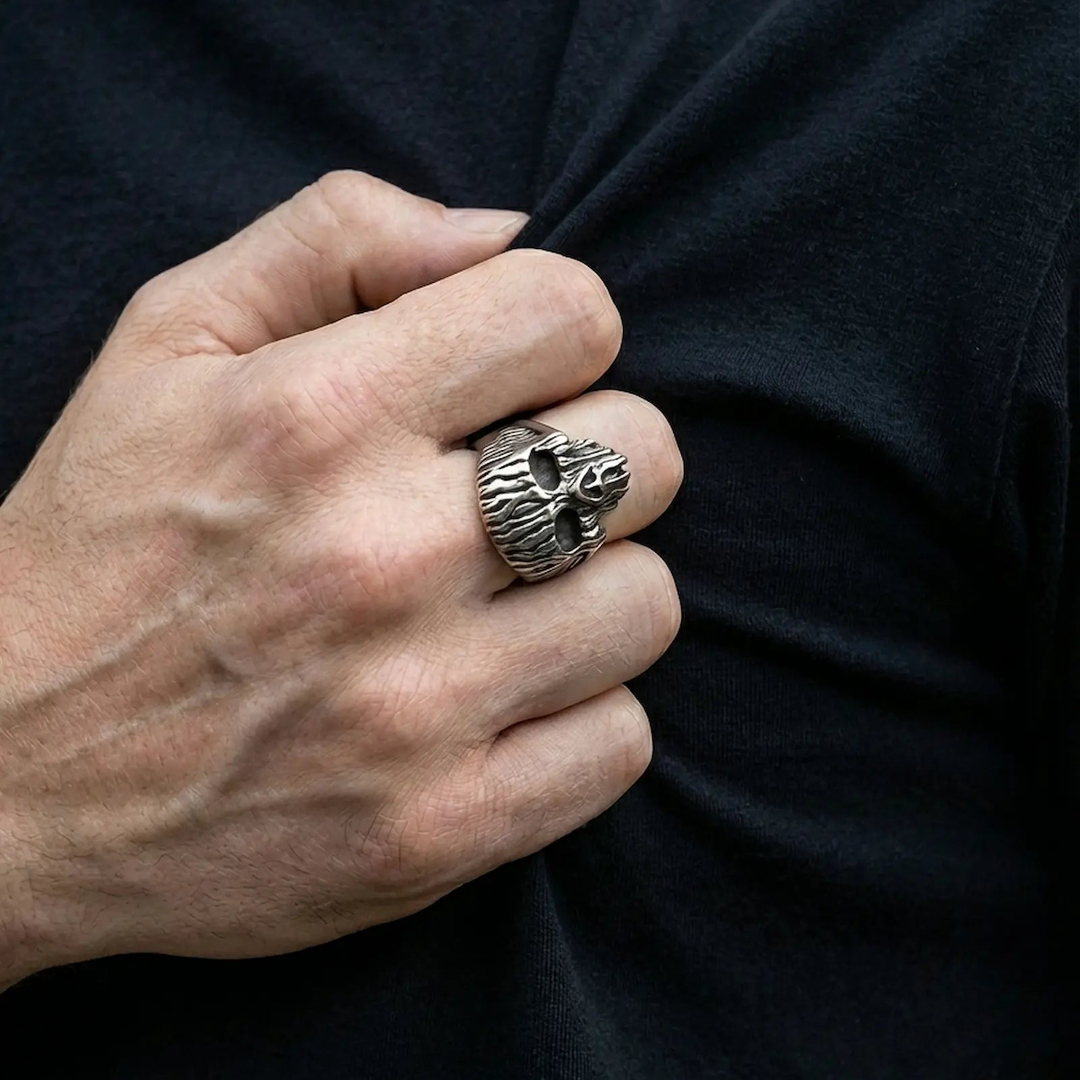 Textured Wraith Skull Statement Ring