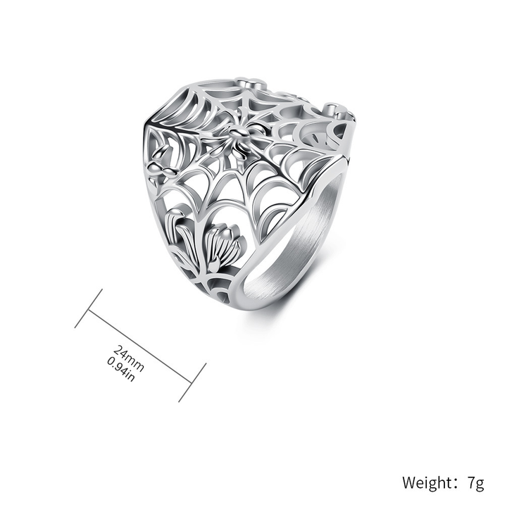 Hollow Spider Web Gothic Statement Ring