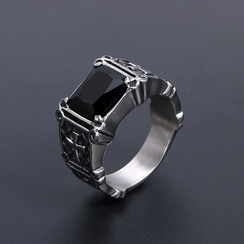 Vintage Gothic Cross Gem Ring