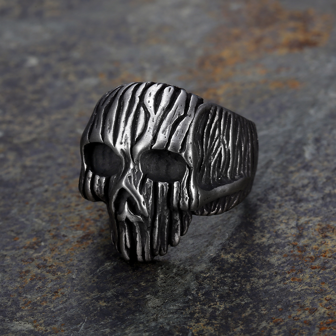 Textured Wraith Skull Statement Ring
