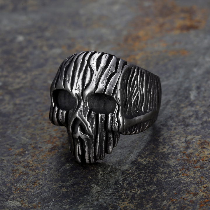 Textured Wraith Skull Statement Ring