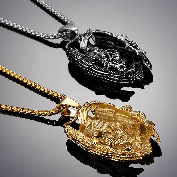 Gothic Eagle Wing Skull Necklace