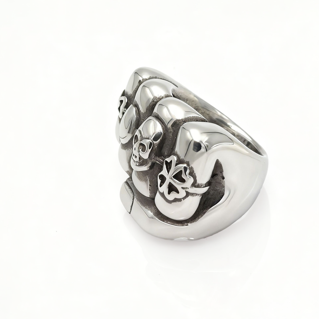 Punk Skeleton Knuckle Silver Ring