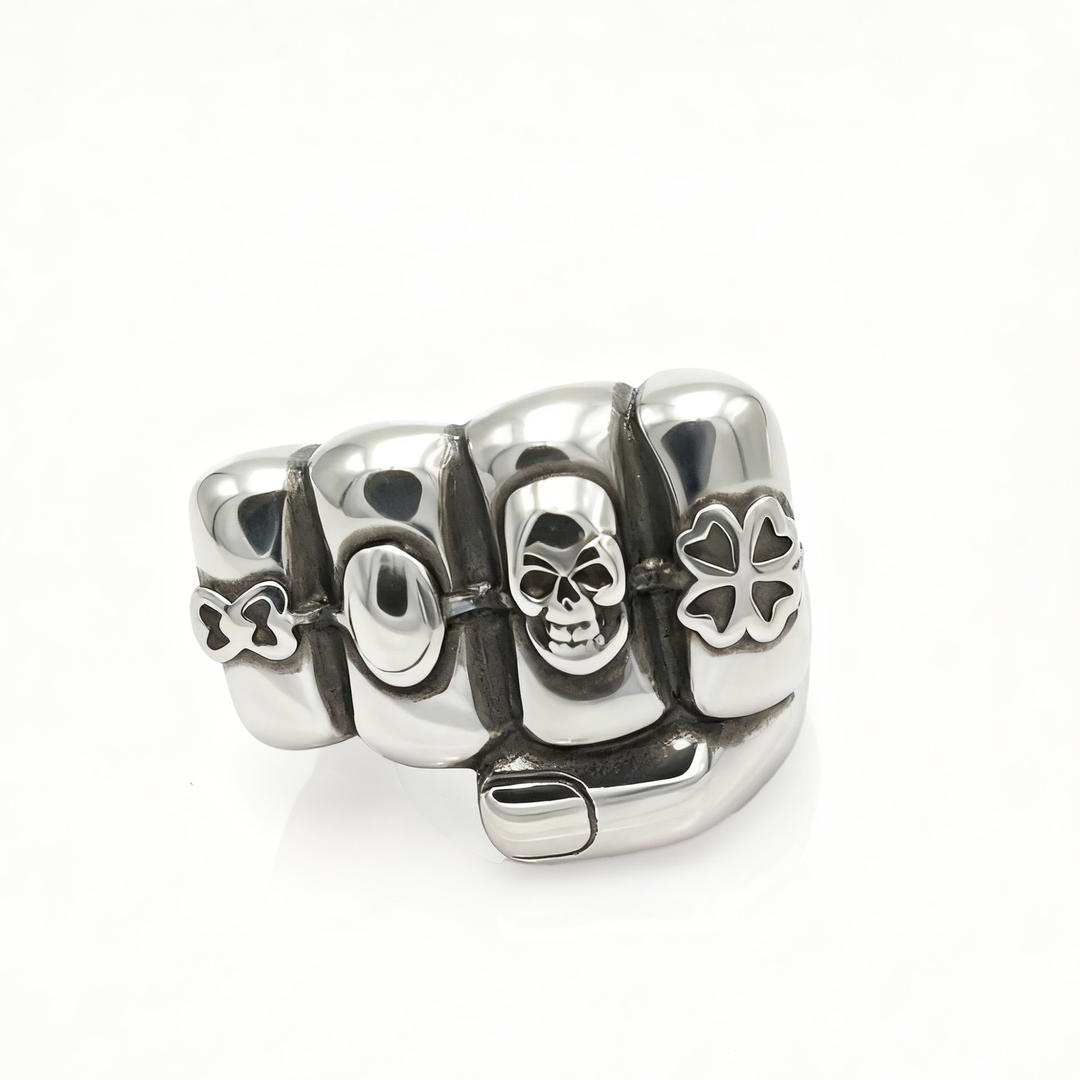 Punk Skeleton Knuckle Silver Ring