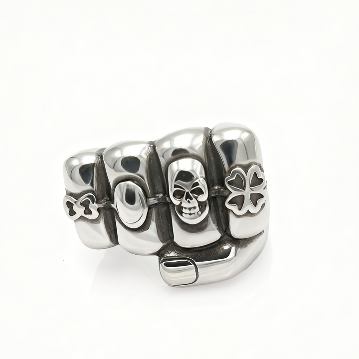 Punk Skeleton Knuckle Silver Ring