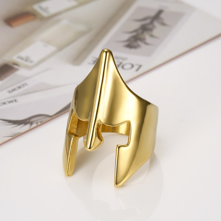 Spartan Helmet Shape Mens Warrior Statement Ring