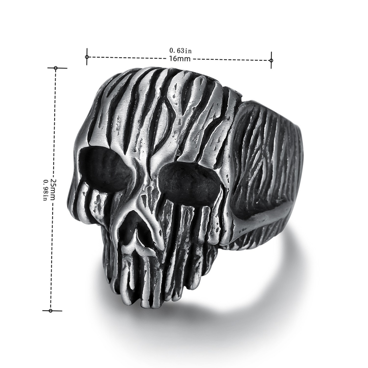 Textured Wraith Skull Statement Ring