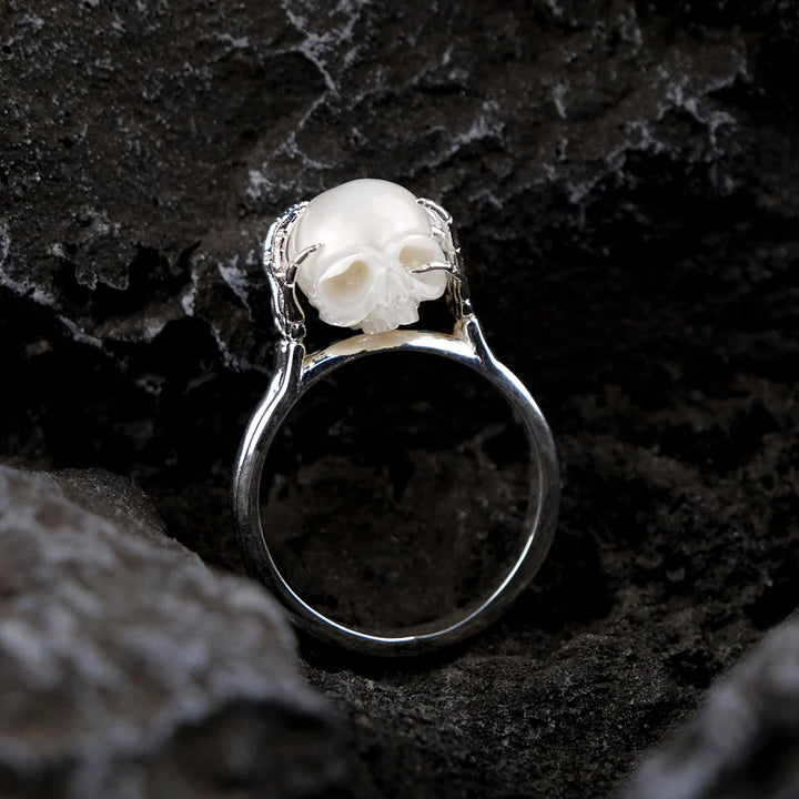 Pearl skull ring