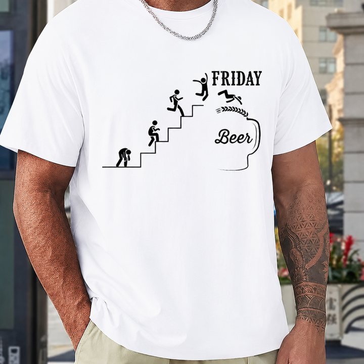 Novelty Beer Slogan Graphic Short Sleeve T-Shirt