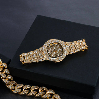 Premium 20mm Cuban Chain, Cuban Bracelet &amp; Watch Bundle