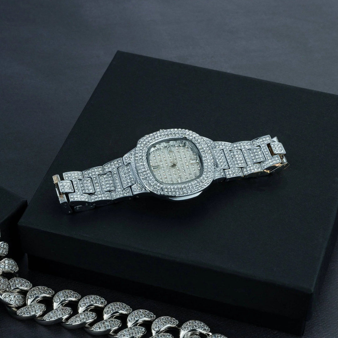 Premium 20mm Cuban Chain, Cuban Bracelet &amp; Watch Bundle