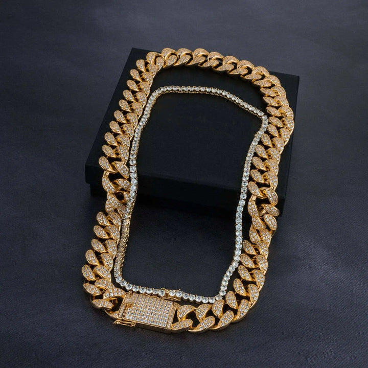 20mm Cuban Chain &amp; 5mm Tennis Chain Bundle