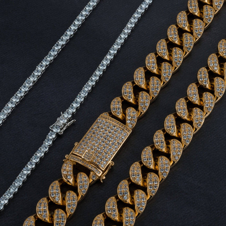 20mm Cuban Chain &amp; 5mm Tennis Chain Bundle