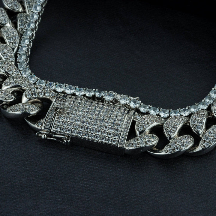 20mm Cuban Chain &amp; 5mm Tennis Chain Bundle