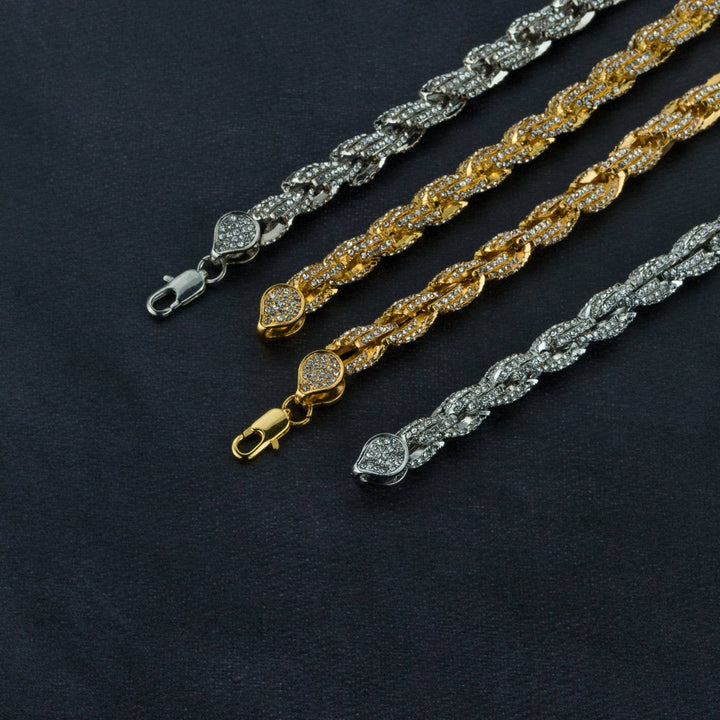 9mm Iced Rope Bracelet &amp; Chain Bundle