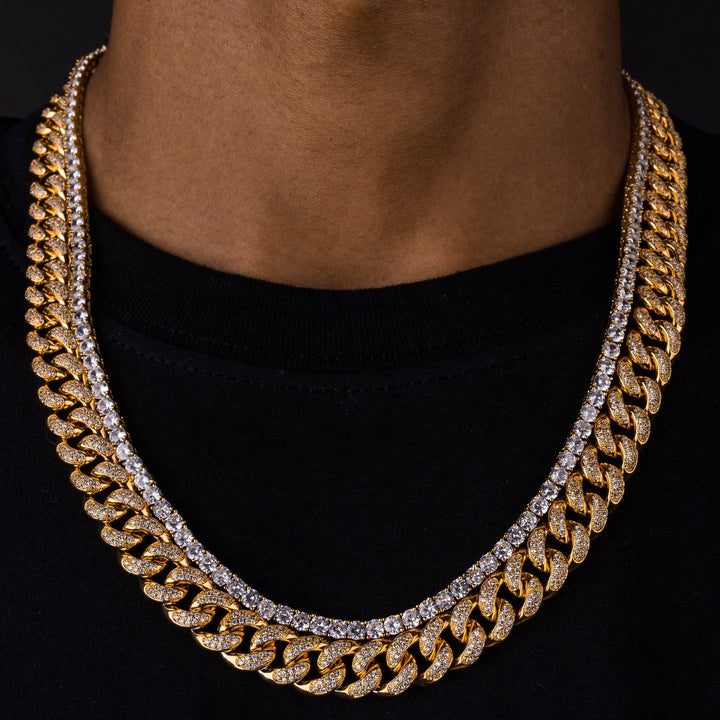 20mm Cuban Chain &amp; 5mm Tennis Chain Bundle