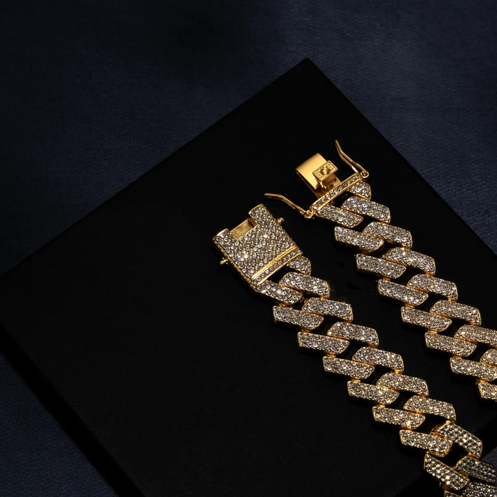 18mm Prong Set Cuban Chain &amp; Bracelet Bundle