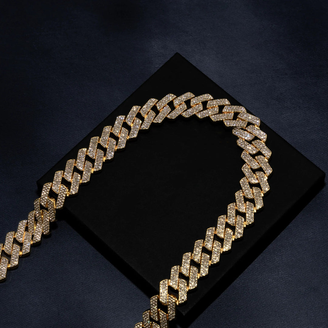 18mm Prong Set Cuban Chain &amp; Bracelet Bundle