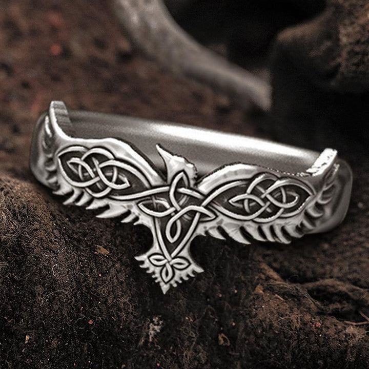 Viking Celtic Knot Raven Ring