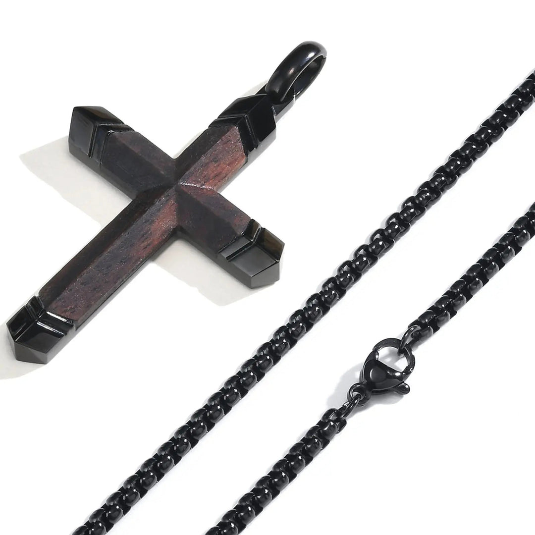 Solid wood cross necklace
