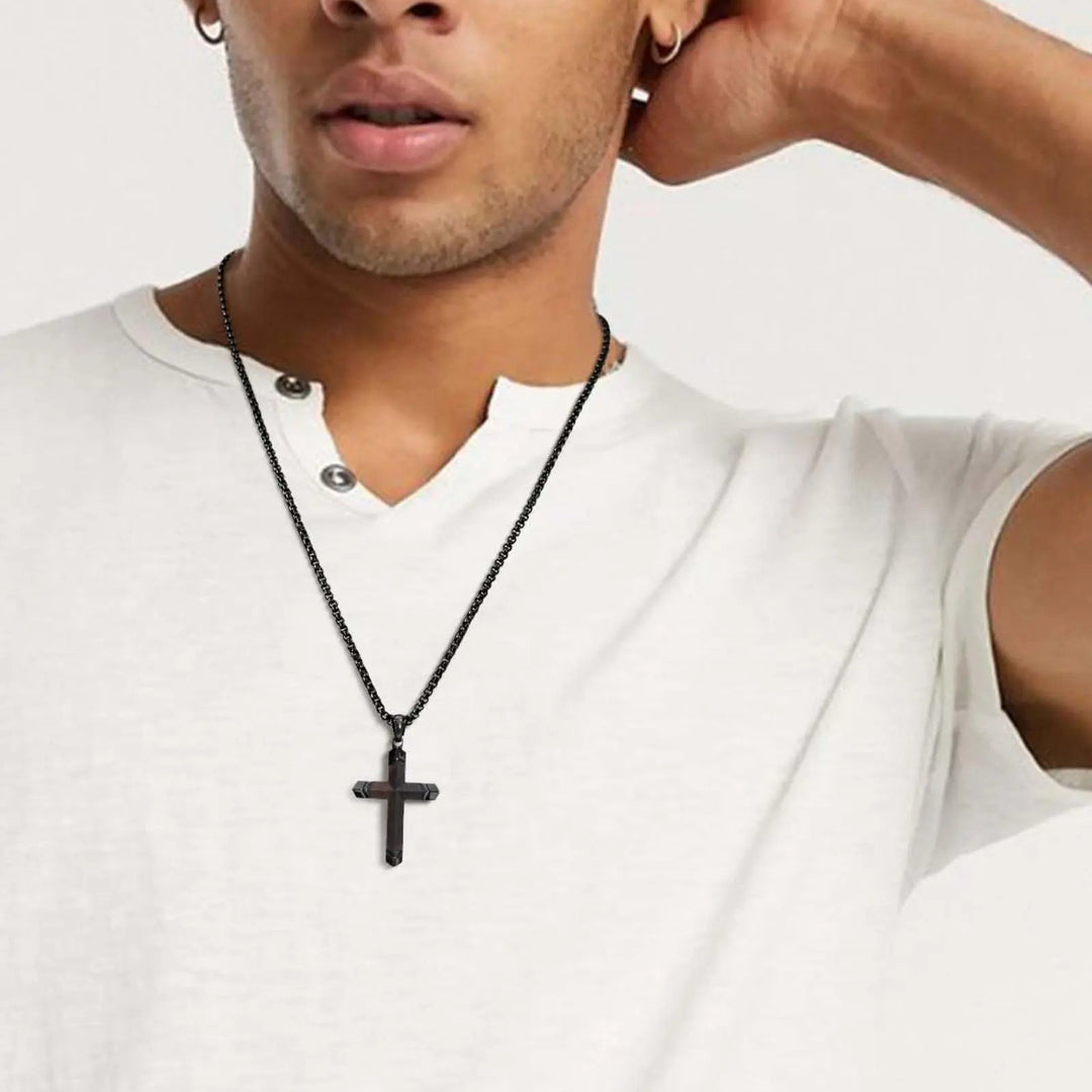 Solid wood cross necklace