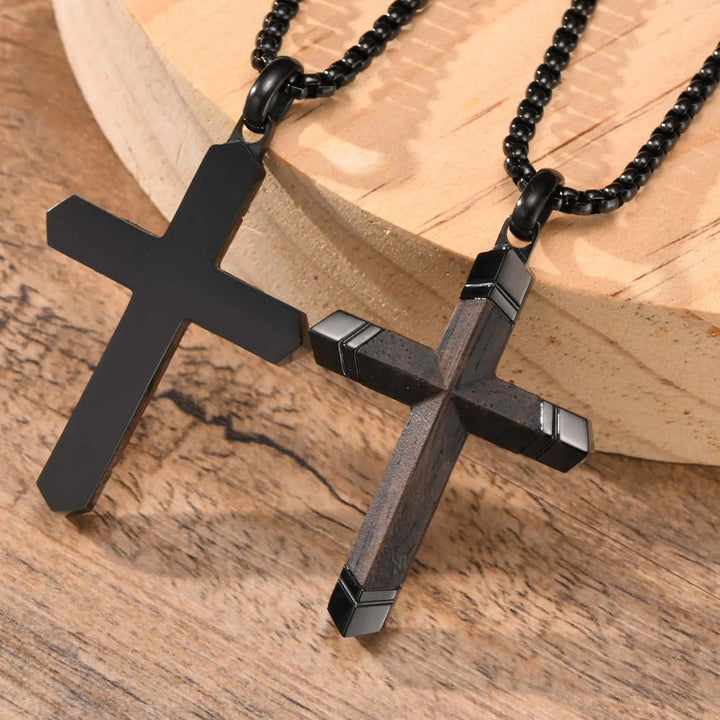 Solid wood cross necklace
