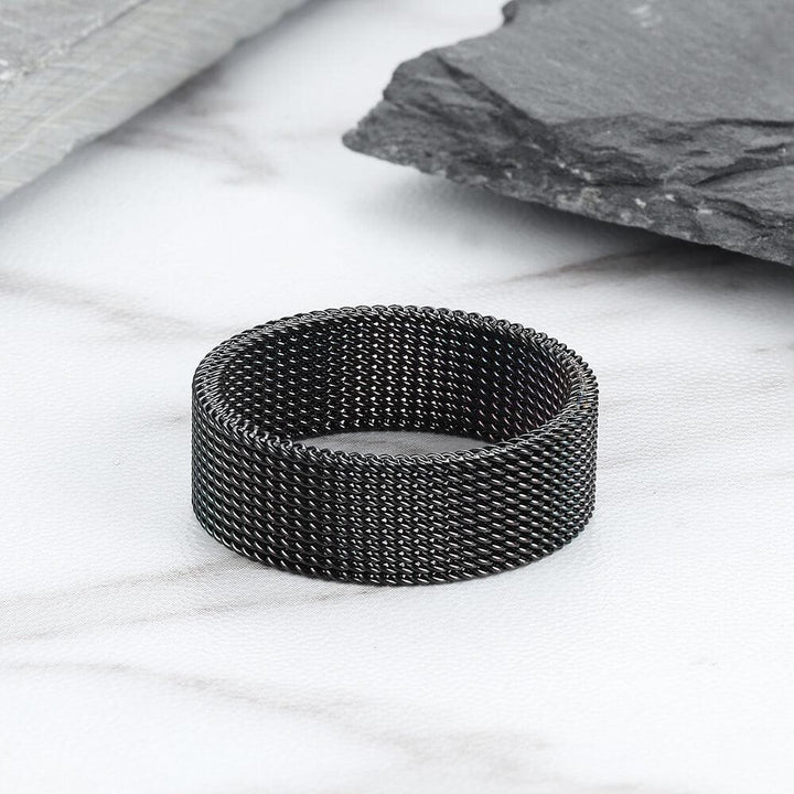 Mesh Tricolor Stainless Steel Biker Ring