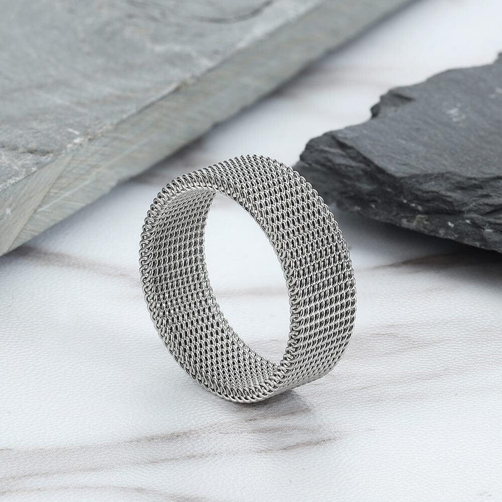 Mesh Tricolor Stainless Steel Biker Ring