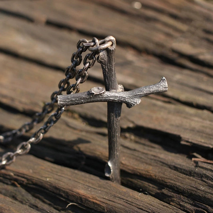 Imitation wooden cross necklace