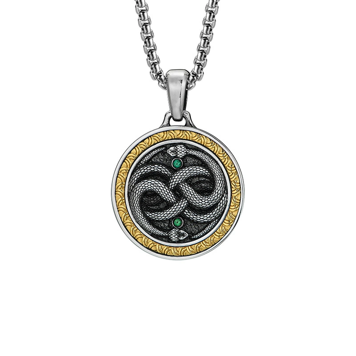 Mobius Twin Viper Medal Necklace