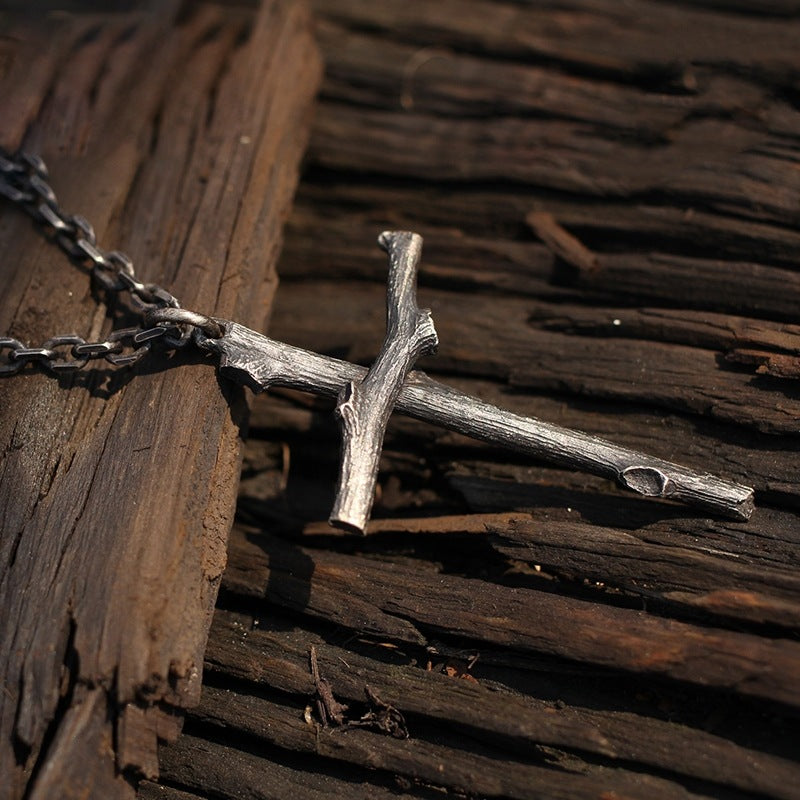 Imitation wooden cross necklace