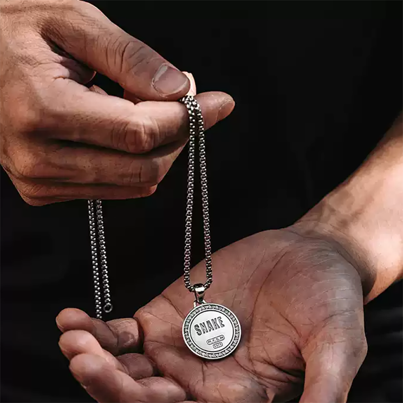 Mobius Twin Viper Medal Necklace
