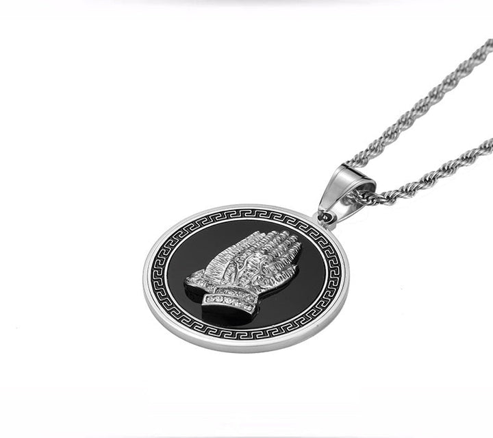 Praying Hands Medallion Necklace