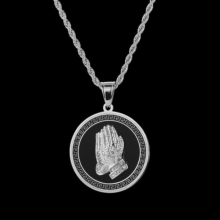 Praying Hands Medallion Necklace