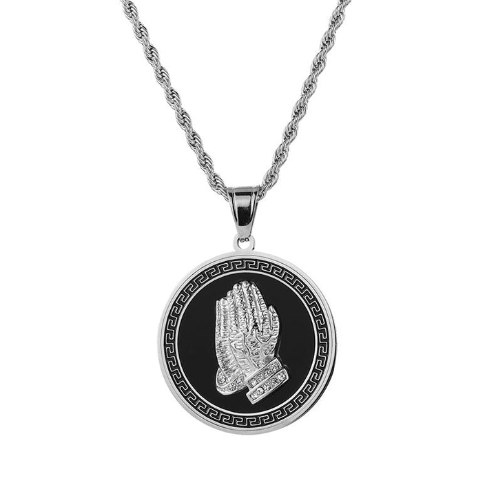 Praying Hands Medallion Necklace