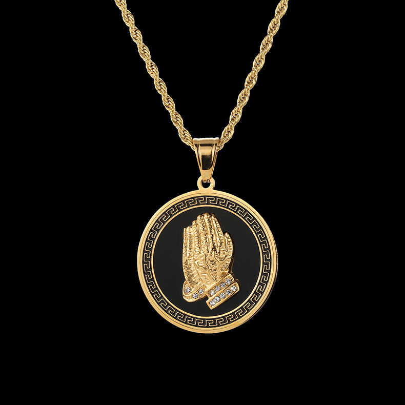 Praying Hands Medallion Necklace