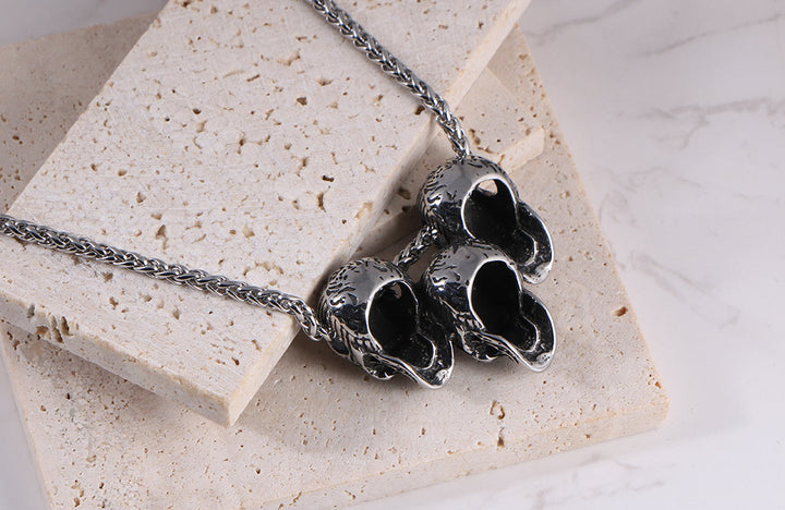 Vintage Multi Skull Pendant Necklace