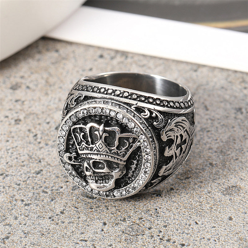 Vintage Crown Skull Ring