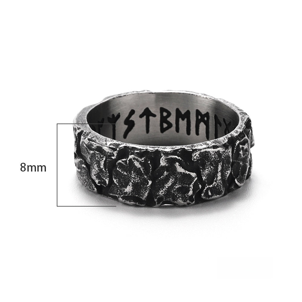 Vintage Hammered-Finish Rune Ring