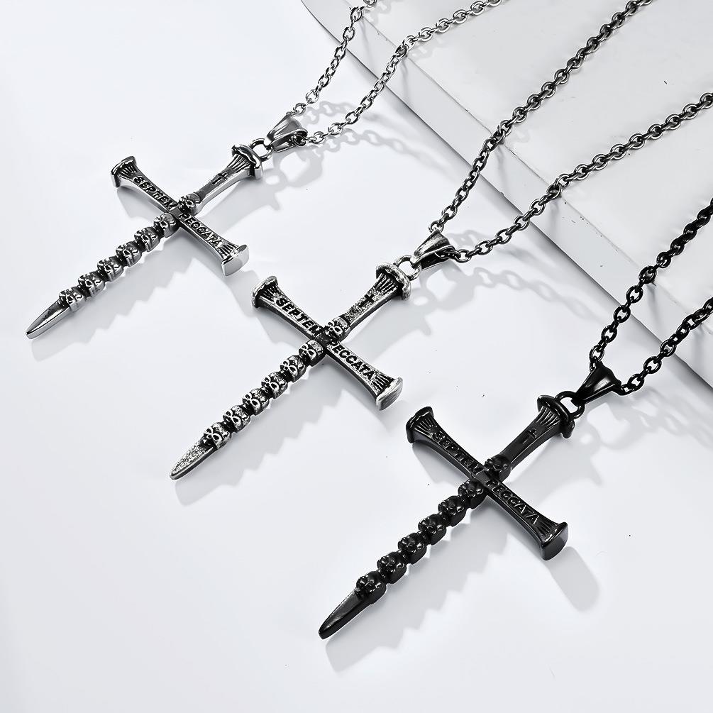 Dark style skull cross necklace